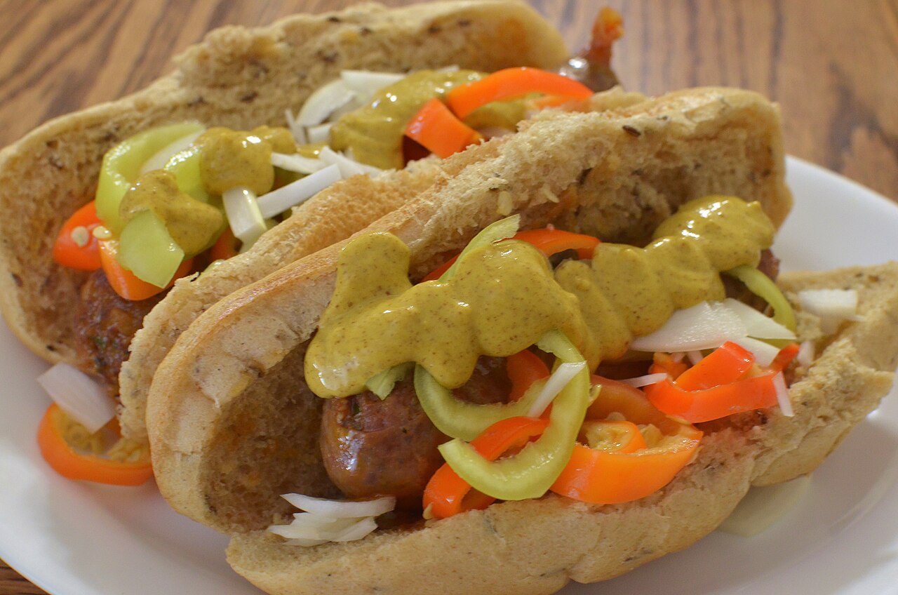 Sausage and peppers close-up