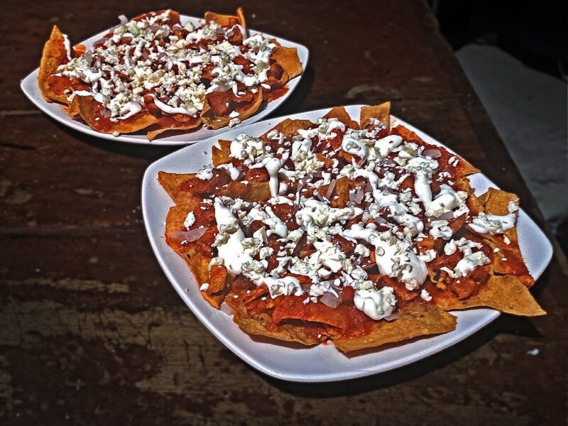 Skillet Chilaquiles Rojos with Fried Eggs